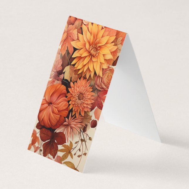 Autumn Flowers Folding Bookmarks Bookmarkers Business Card (Front)