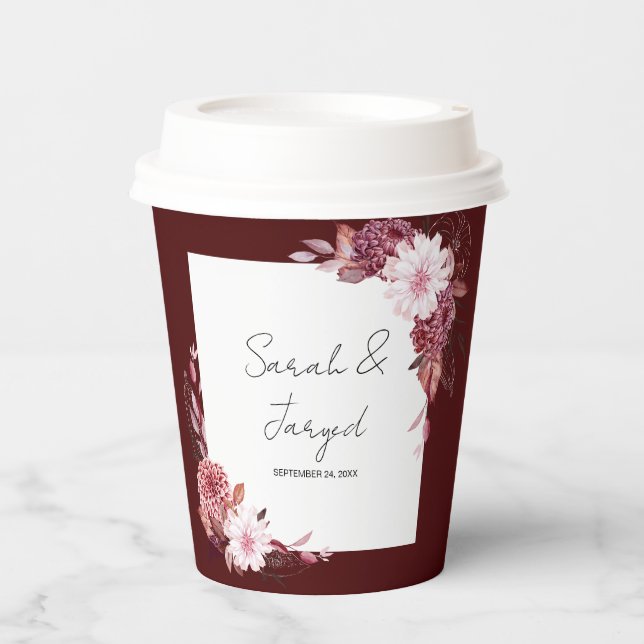 Autumn Flowers Frame Paper Cups (Front)