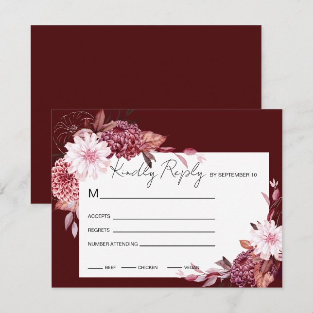 Autumn Flowers Frame   RSVP Card (Front/Back)