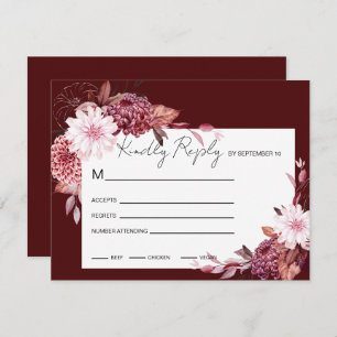Autumn Flowers Frame RSVP Card