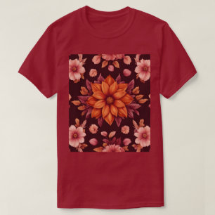 Autumn Flowers Maroon T-Shirt