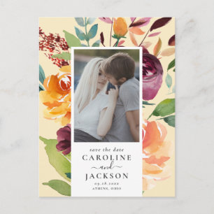 Autumn Flowers Photo Save the Date Postcard