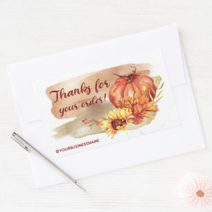 Autumn Flowers & Pumpkins  Rectangular Sticker
