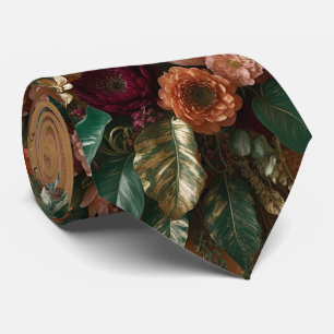 Autumn Flowers Roses Neck Tie