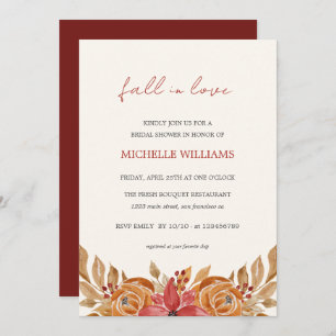 Autumn Flowers Rustic Bridal Shower Invitation