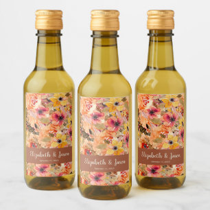 Autumn Flowers Terracotta Wedding Mini Wine Label