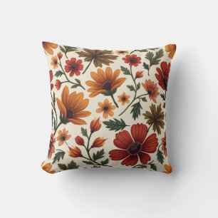 Autumn flowers throw pillow