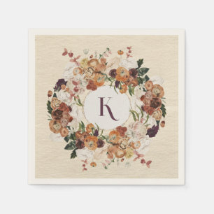 Autumn Flowers Wreath Personalized Napkin