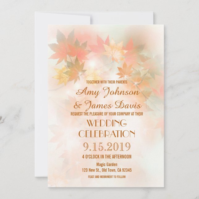 Autumn Fog Fall Leaf Wedding Invitations (Front)