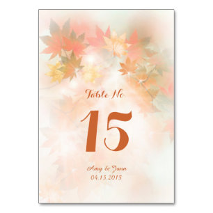 Autumn fog wedding table card autm3