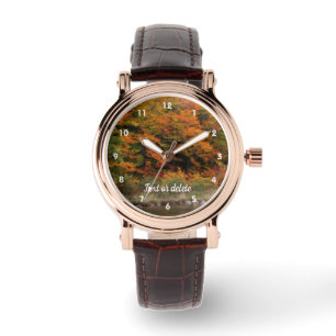 Autumn Foliage Along River Orton Personalized Watch