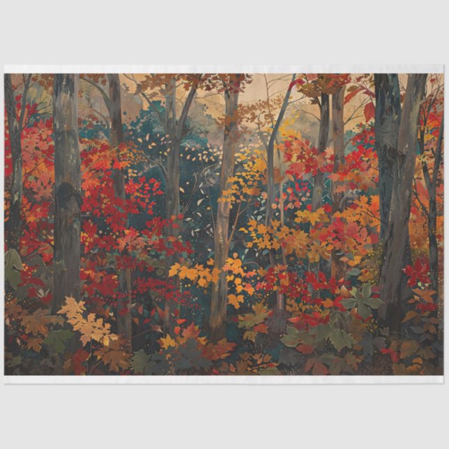 Autumn Foliage Colourful Woods Decoupage Tissue Paper (Front)