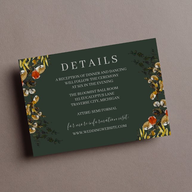 Autumn Foliage Dried Greenery Wreath Wedding Enclosure Card (Creator Uploaded)