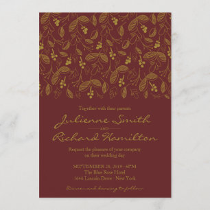 Autumn Foliage Elegant Fall Wedding Invitation