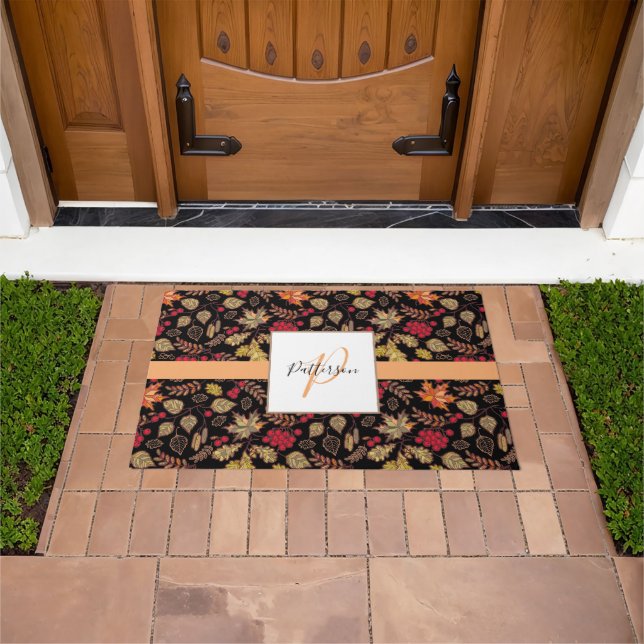 Autumn Foliage Family Name Doormat (Outdoor)