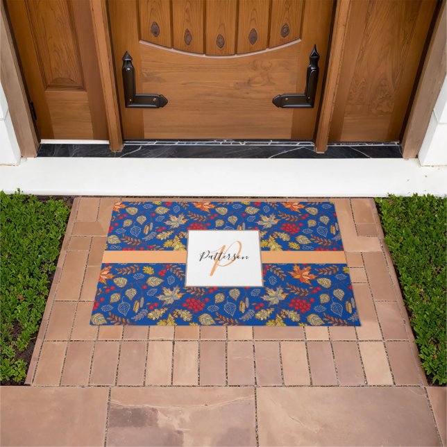 Autumn Foliage Family Name Doormat (Outdoor)
