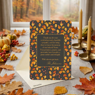 Autumn Foliage Funeral Sympathy Thank You Card 