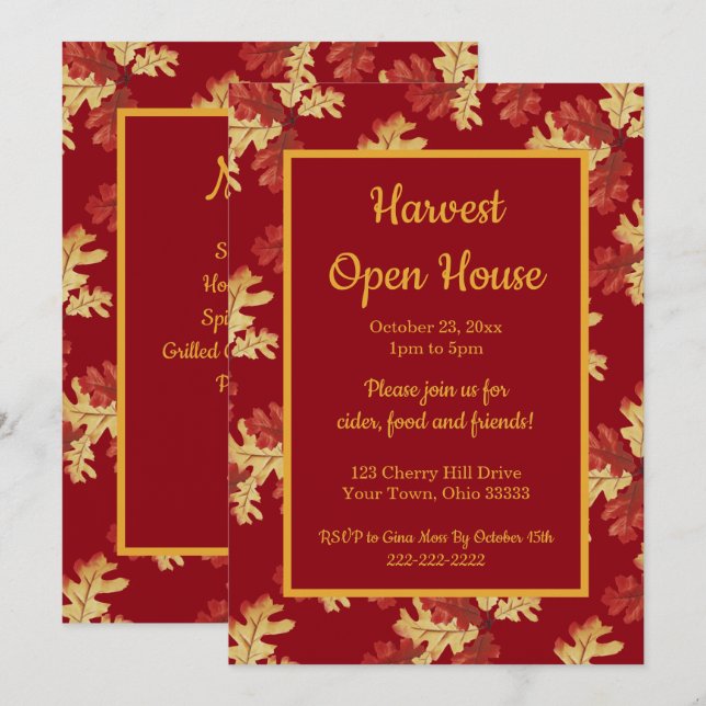 Autumn Foliage Harvest Open House Invitation (Front/Back)