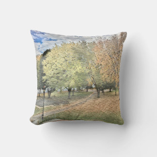 Autumn foliage in the park throw pillow