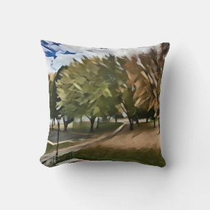 Autumn foliage in the park throw pillow