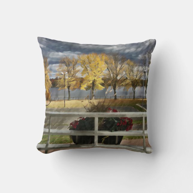 Autumn foliage in the park throw pillow (Front)