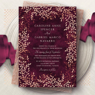 Autumn Foliage Leaves Burgundy Wedding