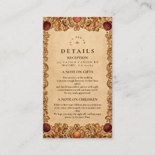 Autumn Foliage Pomegranate Wedding Enclosure Card
