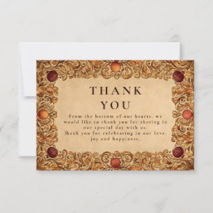 Autumn Foliage Pomegranate Wedding Thank You Card
