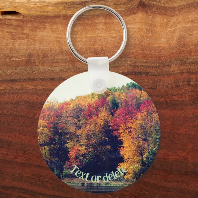 Autumn Foliage Pond Nature Personalized Keychain (Front)