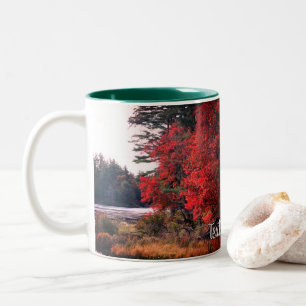 Autumn Foliage Pond Nature Personalized Two-Tone Coffee Mug