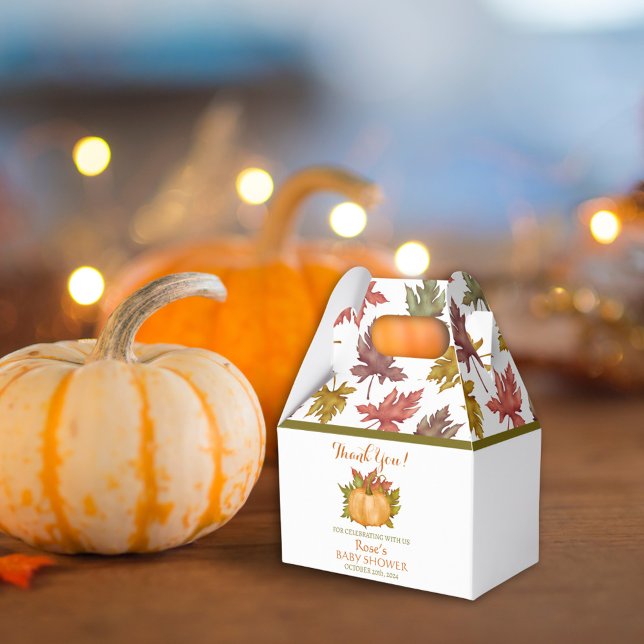 Autumn Foliage Pumpkin Fall Baby Shower Favor Box (Creator Uploaded)