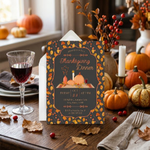 Autumn Foliage Pumpkins Thanksgiving Dinner  Invitation