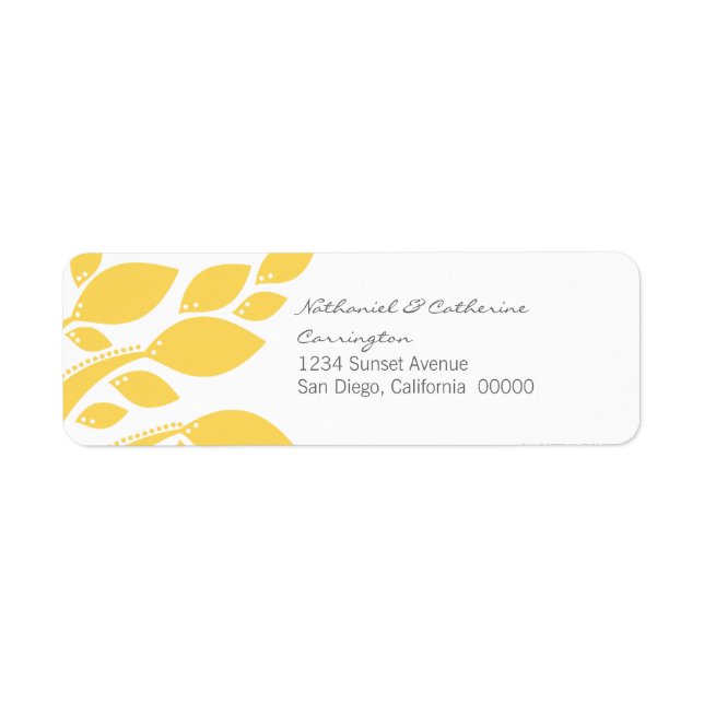 Autumn Foliage Return Address Labels, Yellow (Front)