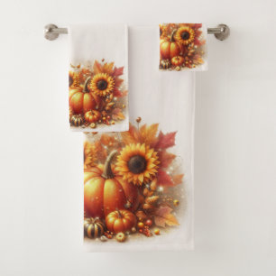 Autumn Foliage, Sunflowers and Pumpkins  Bath Towel Set