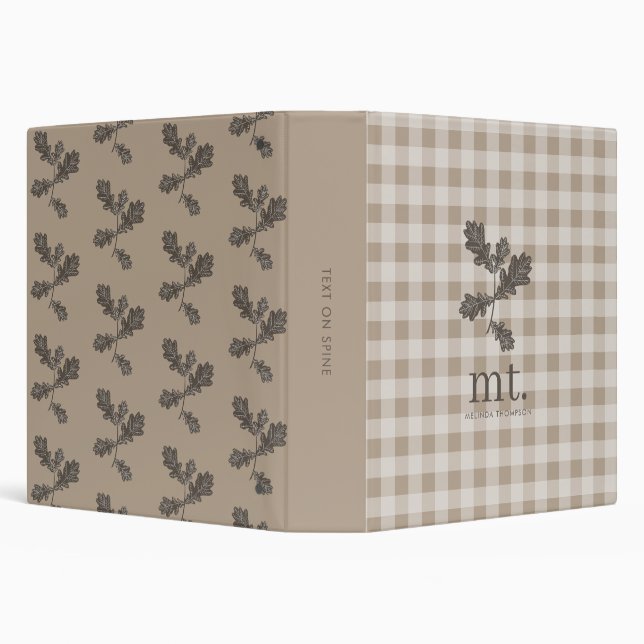 Autumn Foliage Taupe Plaid Monogram Initials  Binder (Background)