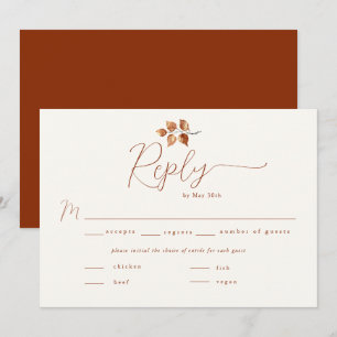 Autumn Foliage Terracotta Fall Wedding Meal RSVP