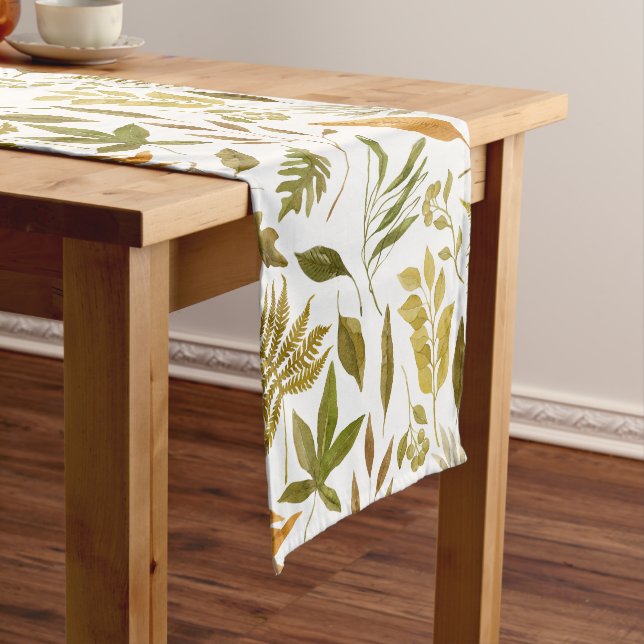 Autumn Foliage Watercolor Short Table Runner  (In Situ)