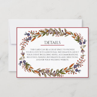 Autumn Foliage Wedding Details Card