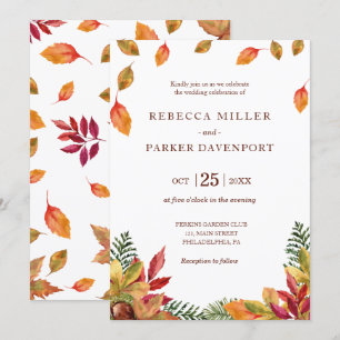 Autumn foliage wedding invitation