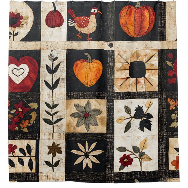 Autumn Folk Art Quilt Pattern | Rustic Botanical (Front)
