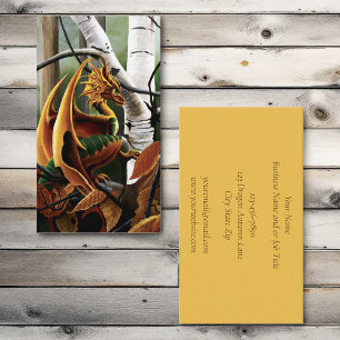 Autumn Forest Amber Dragon Birch Trees Fantasy Business Card