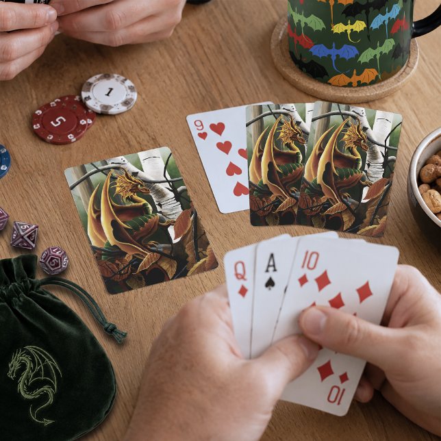 Autumn Forest Amber Dragon Birch Trees Fantasy Playing Cards (Creator Uploaded)