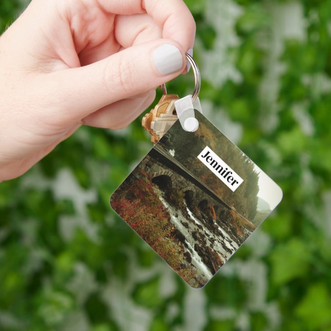 Autumn Forest and River Landscape Keychain (Hand)