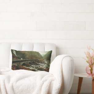 Autumn Forest and River Landscape Lumbar Pillow