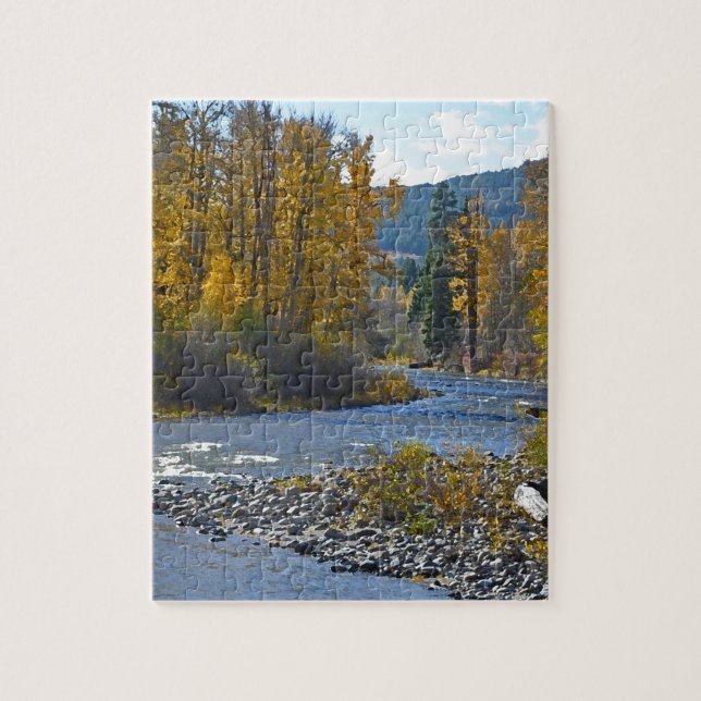 Autumn forest and river scene jigsaw puzzle (Vertical)