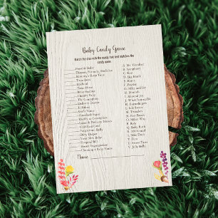 Autumn Forest Animal Baby Candy Shower Game Invitation