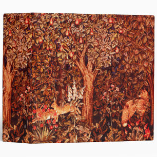 AUTUMN FOREST ANIMALS Hares ,Fox,Brown Red Floral Binder