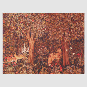AUTUMN FOREST ANIMALS Hares,Fox,Red Brown Floral Tissue Paper