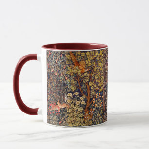 AUTUMN FOREST ANIMALS Hares,Pheasant,Brown Floral  Mug