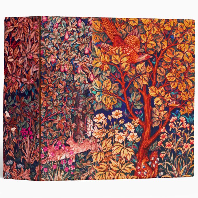 AUTUMN FOREST ANIMALS Hares,Pheasant,Red Floral  Binder (Front/Spine)